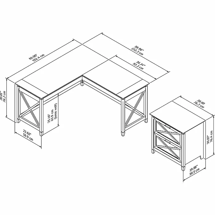 Bush Furniture Key West 60"W L-Shaped Desk Bundle, Bing Cherry (KWS014BC) - Image 5