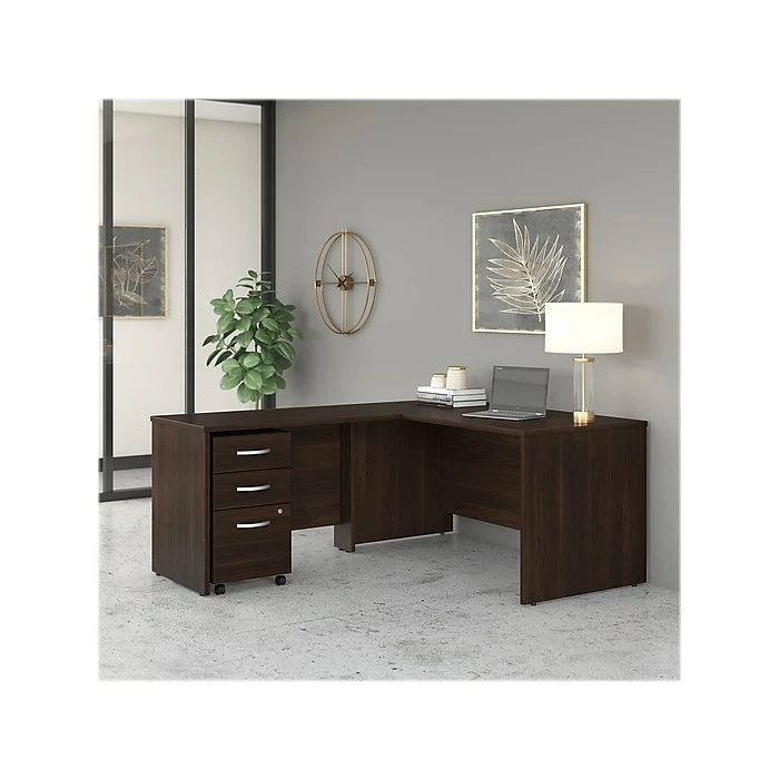 Bush Business Furniture Studio C 60" W L Shaped Desk With Mobile File Cabinet And 42" W Return Bundle, Black Walnut (STC008BWSU) - Image 2