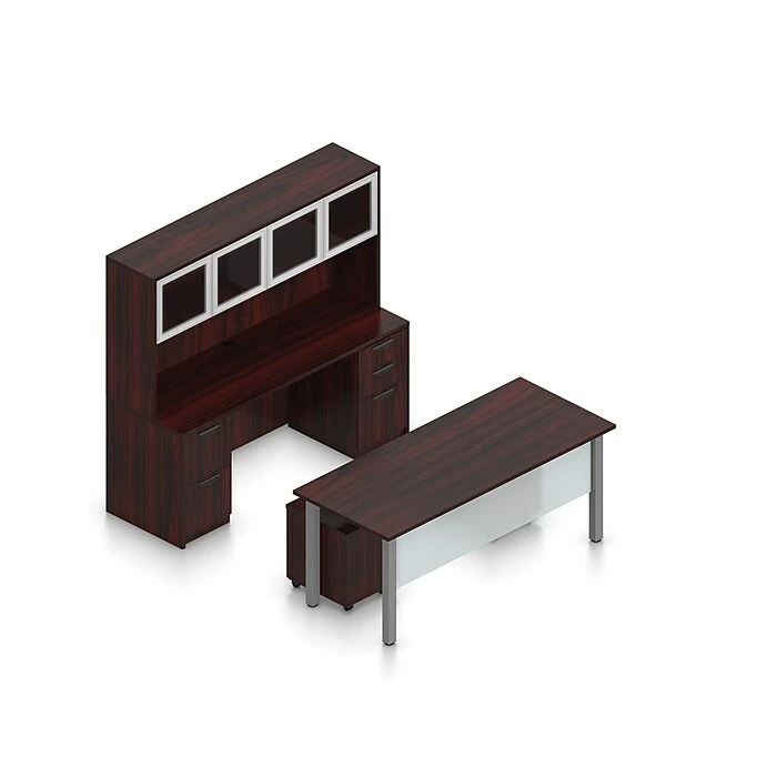 Offices To Go Superior 71" Workstation Desk Bundle, American Mahogany (TDOTG20-AML)