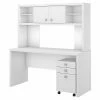 Office By Kathy Ireland® Echo Credenza Desk With Hutch And Mobile File Cabinet, Pure White/Pure White (ECH006PW)