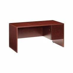 Global G3060SPL/R - Genoa 60" W Single Pedestal (Right) Office Desk, Mahogany
