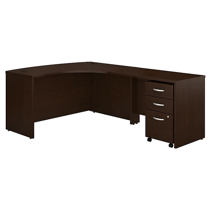 Bush Business Furniture Westfield Right Handed L Shaped Desk With Mobile File Cabinet, Mocha Cherry (SRC007MRRSU)