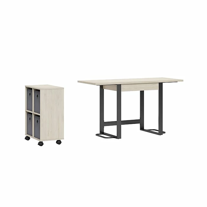 Whalen Springfield 54" Table Desk With Storage Cubes, Snow Maple (SPLS-SPMDBK-HW) - Image 3