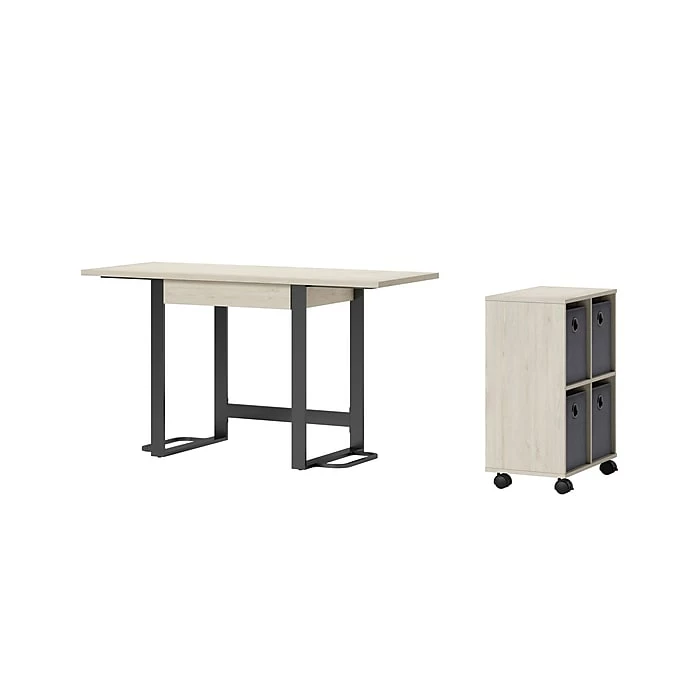 Whalen Springfield 54" Table Desk With Storage Cubes, Snow Maple (SPLS-SPMDBK-HW) - Image 4