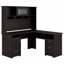 Bush Furniture Cabot 60W L Shaped Computer Desk With Hutch, Espresso Oak (CAB001EPO)