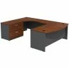 Bush Business Furniture Westfield Bow Front Left Handed U Shaped Desk With Lateral File Cabinet, Hansen Cherry (SRC019HCLSU)