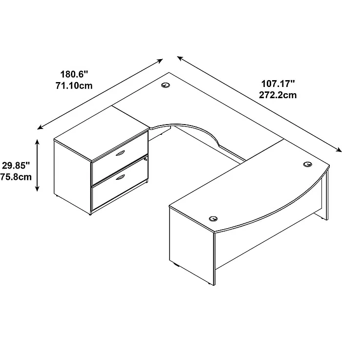 Bush Business Furniture Westfield Bow Front Left Handed U Shaped Desk With Lateral File Cabinet, Hansen Cherry (SRC019HCLSU) - Image 4