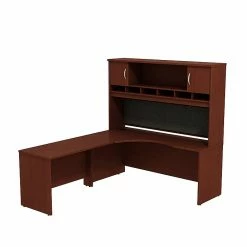 Bush Business Furniture Westfield Left Handed Corner L Shaped Desk With Hutch, Mahogany (SRC002MAL)