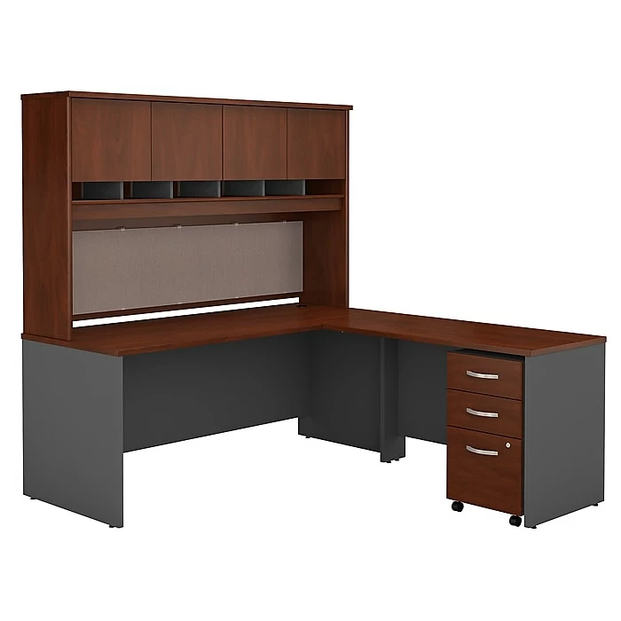 Bush Business Furniture Westfield 72W L Shaped Desk With Hutch And Mobile File Cabinet, Hansen Cherry (SRC0018HCSU)