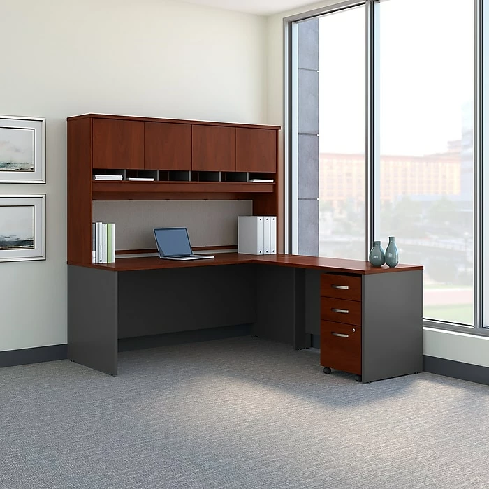 Bush Business Furniture Westfield 72W L Shaped Desk With Hutch And Mobile File Cabinet, Hansen Cherry (SRC0018HCSU) - Image 2