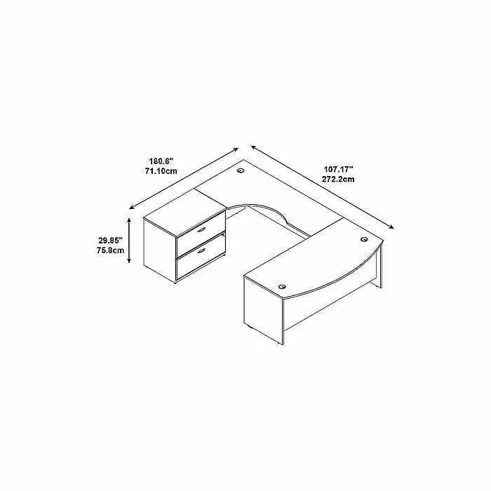 Bush Business Furniture Westfield Bow Front Left Handed U Shaped Desk With Lateral File Cabinet, Mocha Cherry (SRC019MRLSU) - Image 4