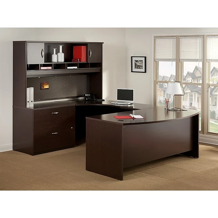 Bush Business Furniture Westfield Bow Front Left Handed U Shaped Desk With Lateral File Cabinet, Mocha Cherry (SRC019MRLSU) - Image 5