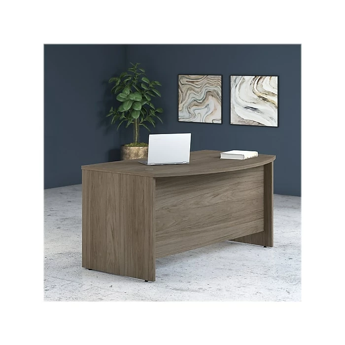 Bush Business Furniture Studio C 60W X 36D Bow Front Desk, Modern Hickory (SCD160MH) - Image 2