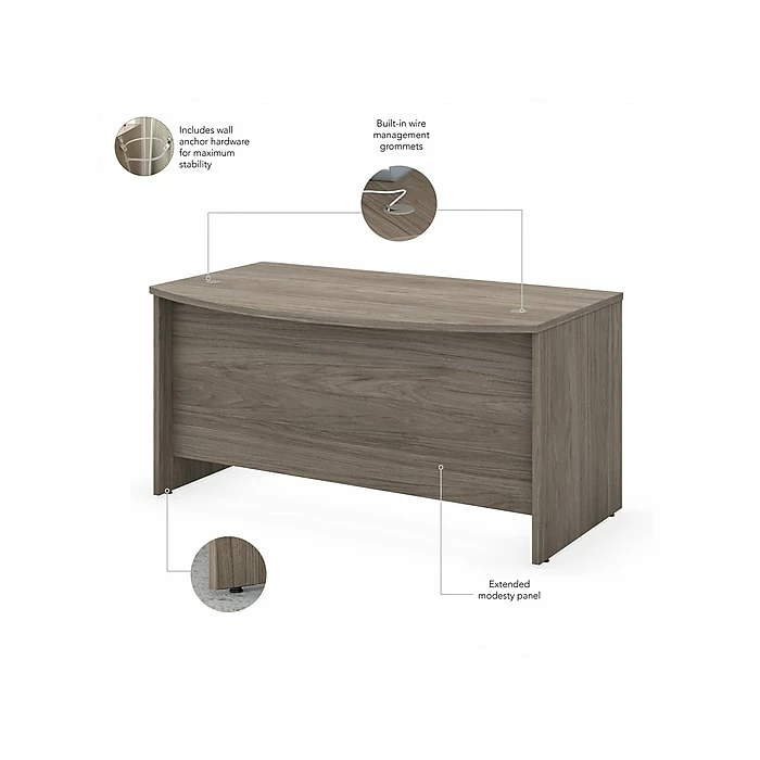 Bush Business Furniture Studio C 60W X 36D Bow Front Desk, Modern Hickory (SCD160MH) - Image 3