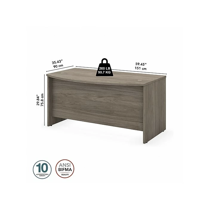 Bush Business Furniture Studio C 60W X 36D Bow Front Desk, Modern Hickory (SCD160MH) - Image 4