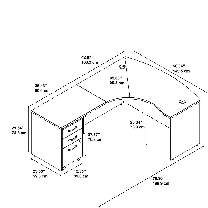 Bush Business Furniture Westfield Left Handed L Shaped Desk With Mobile File Cabinet, Mocha Cherry (SRC007MRLSU) - Image 5
