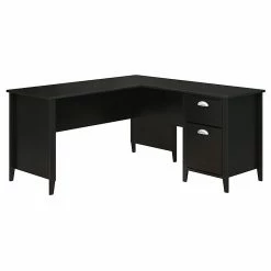 Kathy Ireland® Home By Bush Furniture Connecticut 60W L Shaped Desk, Black Suede Oak (KI40101-03)