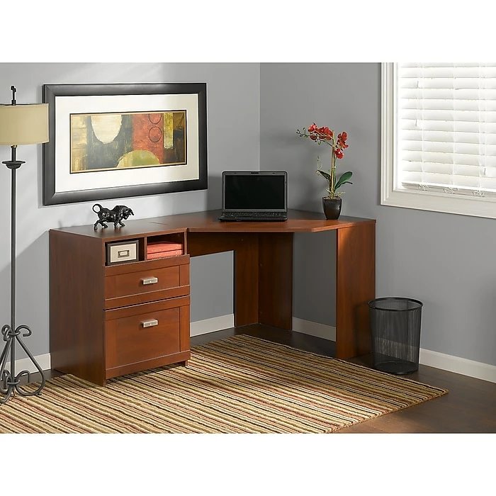 Bush Furniture Wheaton Reversible Corner Desk, Hansen Cherry (MY72813-03) - Image 2