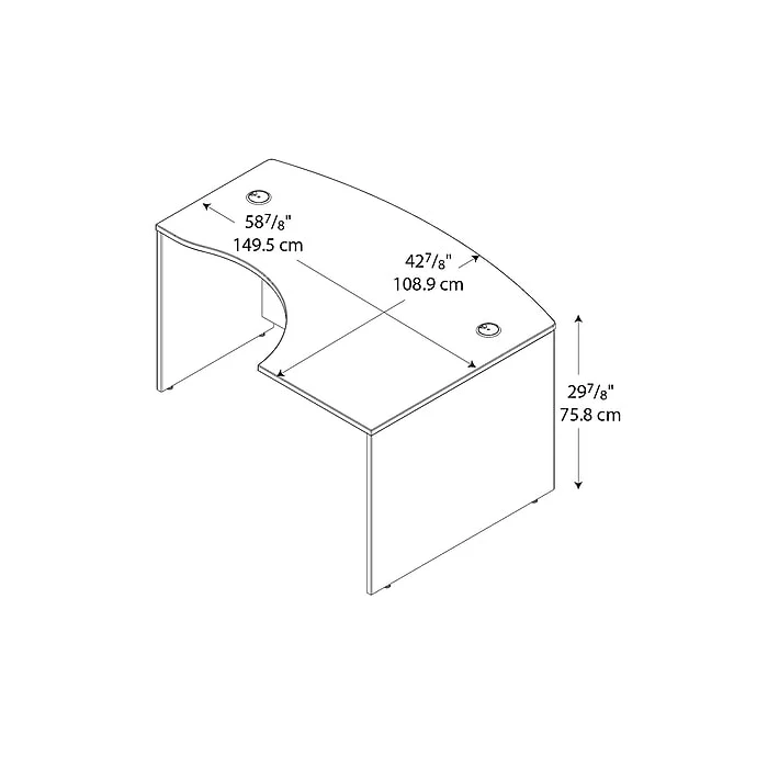Bush Business Furniture Westfield 60W X 43D Right Handed L Bow Desk, Light Oak (WC60322) - Image 3