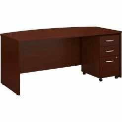 Bush Business Furniture Series C 72"W Bow Front Desk With Mobile File Cabinet, Mahogany (SRC079MASU)