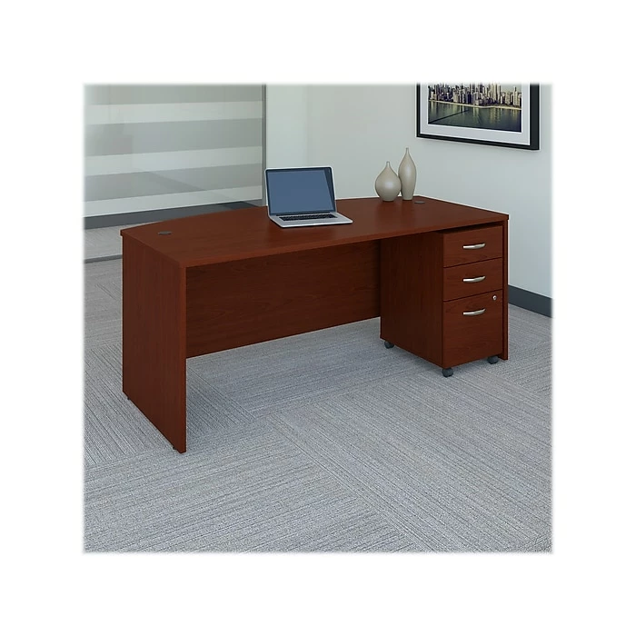 Bush Business Furniture Series C 72"W Bow Front Desk With Mobile File Cabinet, Mahogany (SRC079MASU) - Image 2