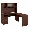 Bush Furniture Cabot 60W L Shaped Computer Desk With Hutch And Drawers, Harvest Cherry (CAB046HVC)