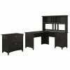 Bush Furniture Salinas 60W L Shaped Desk With Hutch And Lateral File Cabinet, Vintage Black (SAL005VB)