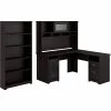 Bush Furniture Cabot 60"W L-Shaped Computer Desk With Hutch And 5-Shelf Bookcase, Espresso Oak (CAB011EPO)