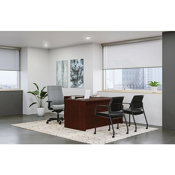 HON Mod 60"W L-Shaped Workstation, Traditional Mahogany (HLPL6072LDESK2BBFTM1) - Image 3