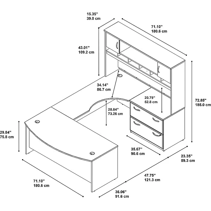 Bush Business Furniture Westfield 72W Right Handed Bow Front U Shaped Desk With Hutch And Storage, Hansen Cherry (SRC005HCRSU) - Image 5