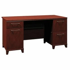 Bush Business Furniture Enterprise 60W Office Desk With 2 Pedestals, Harvest Cherry (2960CS-03K)