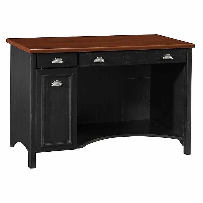 Bush Furniture Fairview 48"W Computer Desk With Drawers, Antique Black And Hansen Cherry (WC53918-03) - Image 2