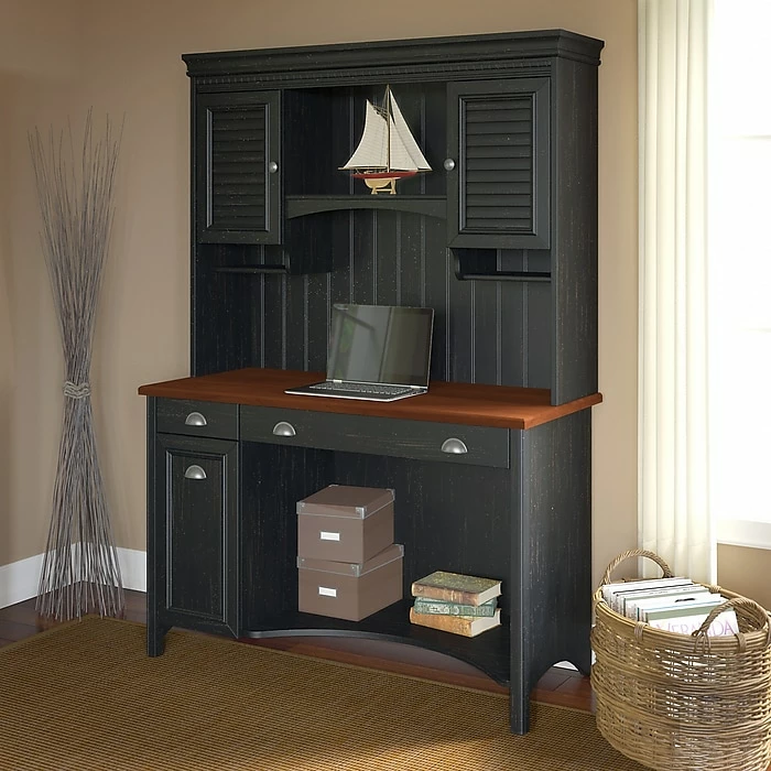 Bush Furniture Fairview 48"W Computer Desk With Drawers, Antique Black And Hansen Cherry (WC53918-03) - Image 6
