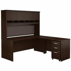 Bush Business Furniture Westfield 72W L Shaped Desk With Hutch And Mobile File Cabinet, Mocha Cherry (SRC0018MRSU)