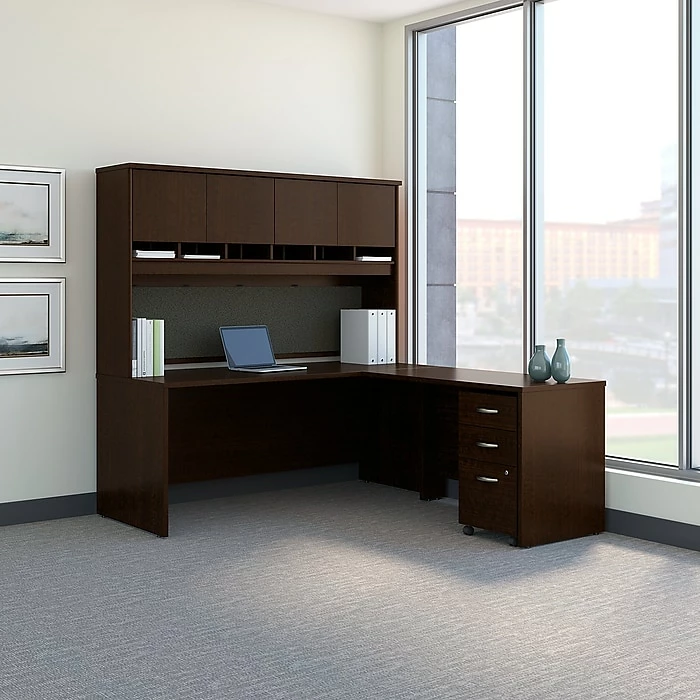 Bush Business Furniture Westfield 72W L Shaped Desk With Hutch And Mobile File Cabinet, Mocha Cherry (SRC0018MRSU) - Image 2