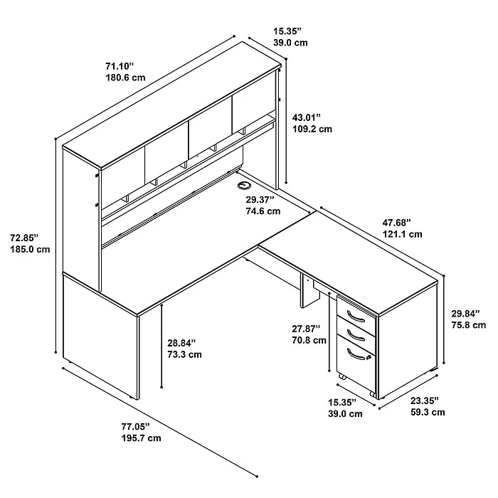 Bush Business Furniture Westfield 72W L Shaped Desk With Hutch And Mobile File Cabinet, Mocha Cherry (SRC0018MRSU) - Image 5