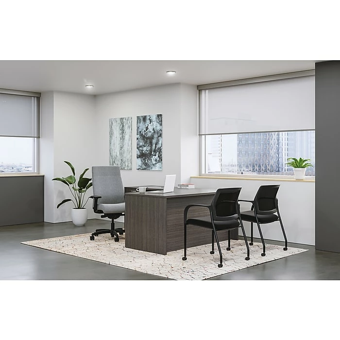 HON Mod 60"W L-Shaped Workstation, Slate Teak (HLPL6072LDESK2BBFLS1) - Image 3