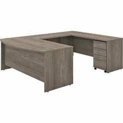 Bush Business Furniture Studio C 72W X 36D U Shaped Desk With Mobile File Cabinet - Installed, Modern Hickory (STC004MHSUFA)