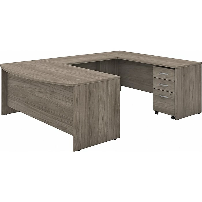 Bush Business Furniture Studio C 72W X 36D U Shaped Desk With Mobile File Cabinet - Installed, Modern Hickory (STC004MHSUFA)