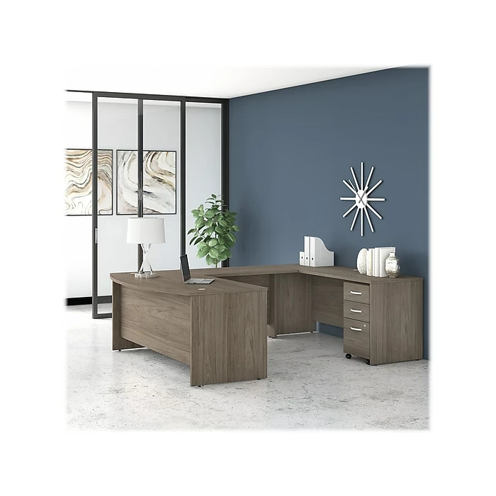 Bush Business Furniture Studio C 72W X 36D U Shaped Desk With Mobile File Cabinet - Installed, Modern Hickory (STC004MHSUFA) - Image 2