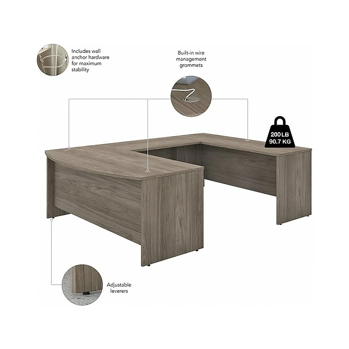 Bush Business Furniture Studio C 72W X 36D U Shaped Desk With Mobile File Cabinet - Installed, Modern Hickory (STC004MHSUFA) - Image 3