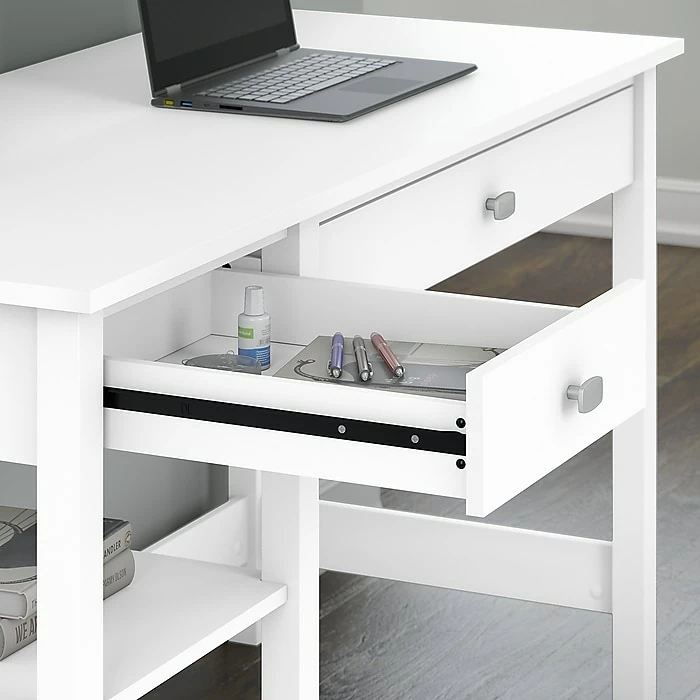 Bush Furniture Broadview 54" W Computer Desk With Shelves, Pure White (BDD154WH-03) - Image 8