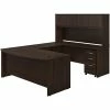 Bush Business Furniture Studio C 72" W U Shaped Computer Desk, Hutch And Mobile File Cabinet Bundle, Black Walnut (STC003BWSU)
