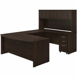 Bush Business Furniture Studio C 72" W U Shaped Computer Desk, Hutch And Mobile File Cabinet Bundle, Black Walnut (STC003BWSU)