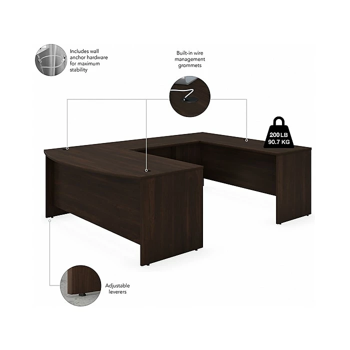 Bush Business Furniture Studio C 72" W U Shaped Computer Desk, Hutch And Mobile File Cabinet Bundle, Black Walnut (STC003BWSU) - Image 3