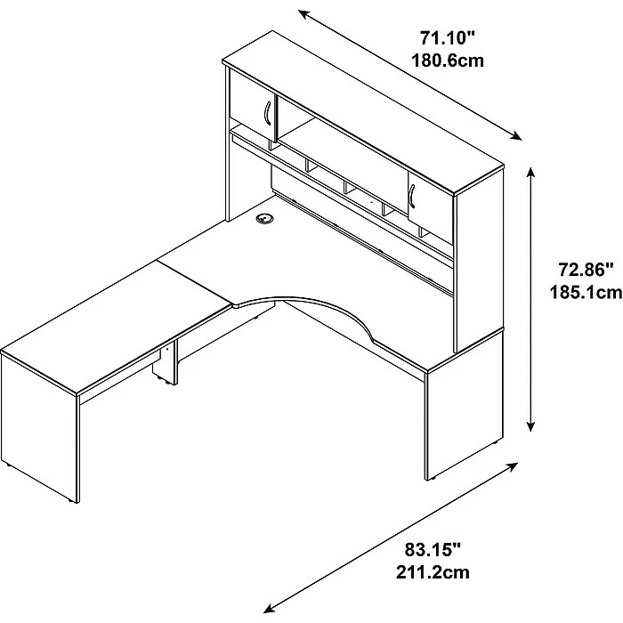 Bush Business Furniture Westfield Left Handed Corner L Shaped Desk With Hutch, Hansen Cherry (SRC002HCL) - Image 3