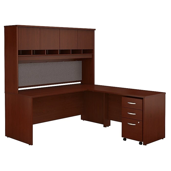 Bush Business Furniture Westfield 72W L Shaped Desk With Hutch And Mobile File Cabinet, Mahogany (SRC0018MASU)