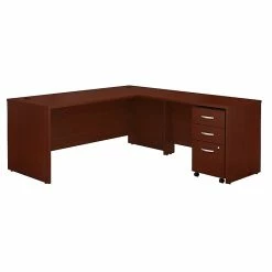 Bush Business Furniture Westfield 72W L Shaped Desk With 48W Return And Mobile File Cabinet, Mahogany (SRC001MASU)