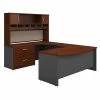 Bush Business Furniture Westfield 72W Left Handed Bow Front U Shaped Desk With Hutch And Storage, Hansen Cherry (SRC005HCLSU)