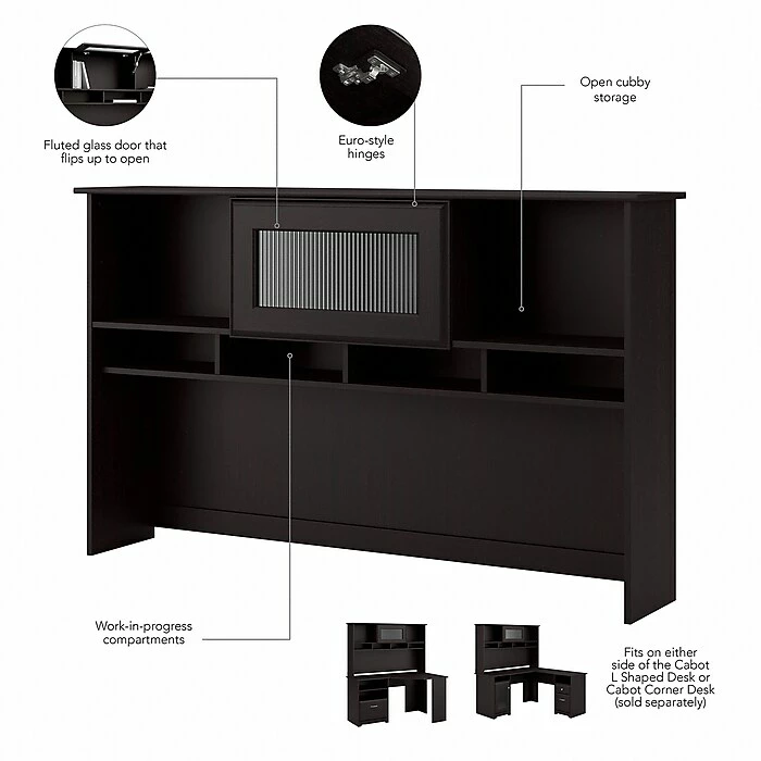 Bush Furniture Cabot L Shaped Desk W/ Hutch And Lateral File Cabinet, Espresso Oak (CAB005EPO) - Image 4